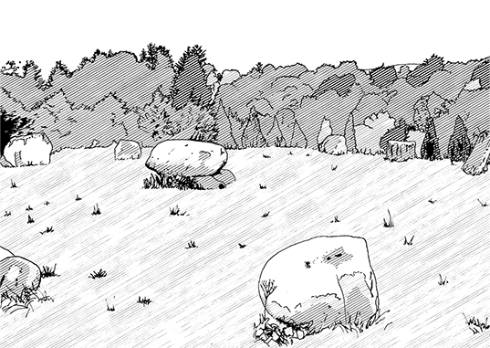Black and white line illustration